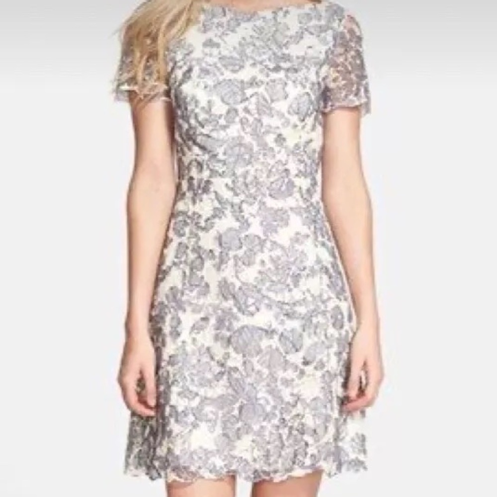 Joie Devine Lace Dress - White & Blue Floral, Dusk